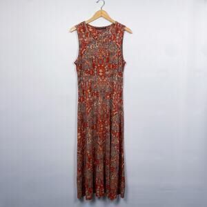 Peruvian Connection Aztec Print Jersey Knit Maxi Dress Medium